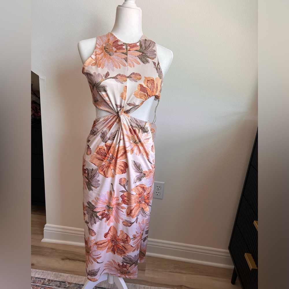 VICI midi floral cutout dress